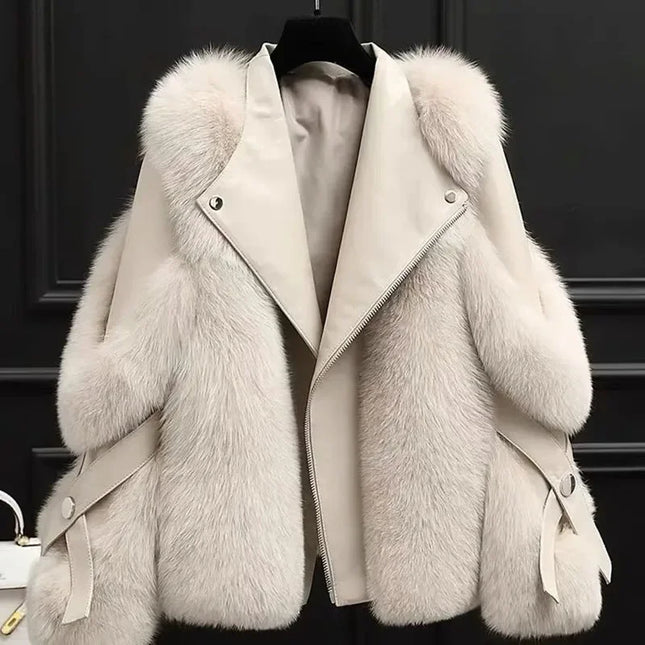 Luxury Faux Fox Fur Coat – Warm Jacket Cold-Resistant