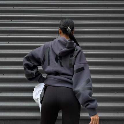 European American Fashion Printed Thick Loose Hoodie