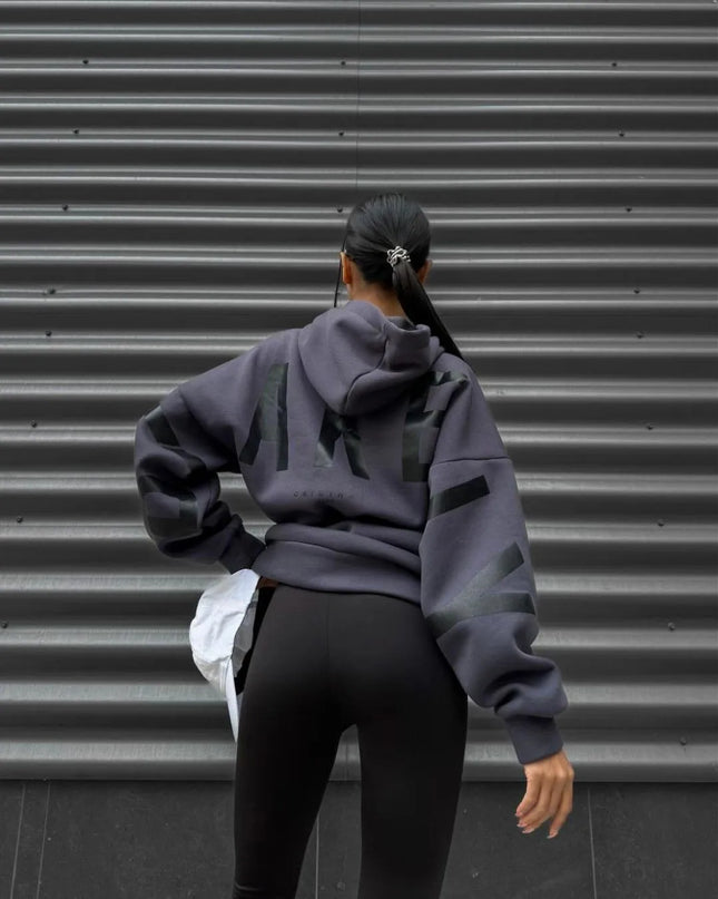 European American Fashion Printed Thick Loose Hoodie