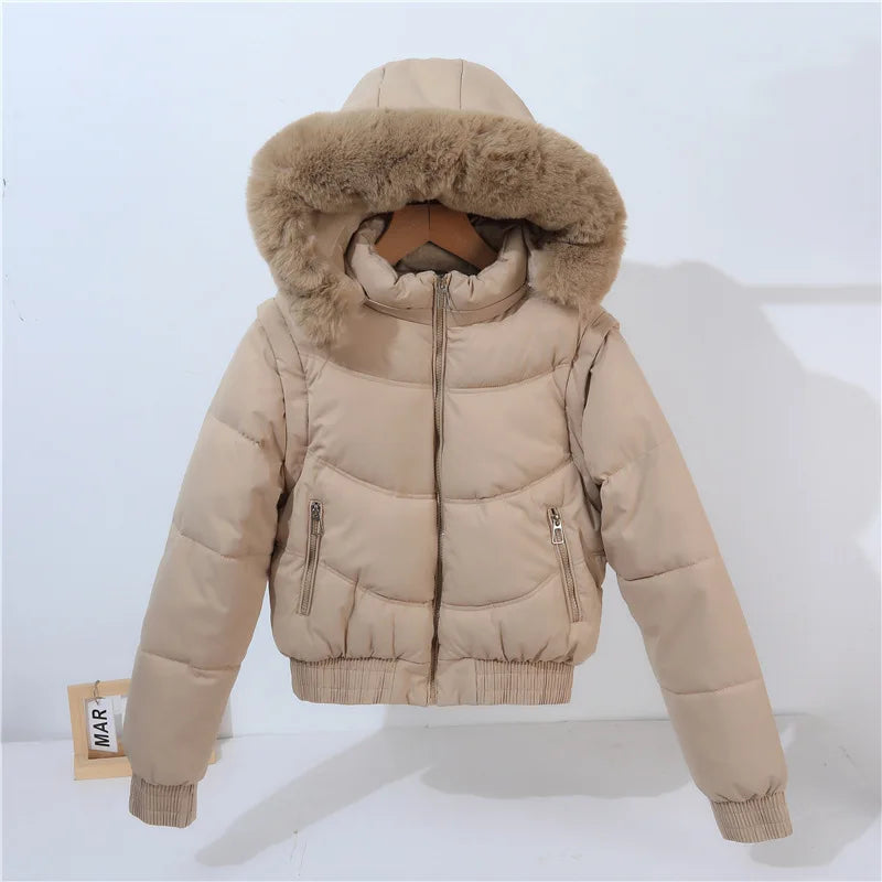 Petite Winter Padded Jacket with Fur Collar