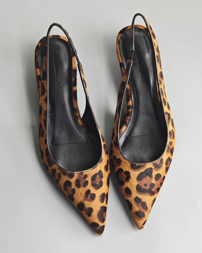 Women’s Horsehair Leopard Print Low Heel Sandals