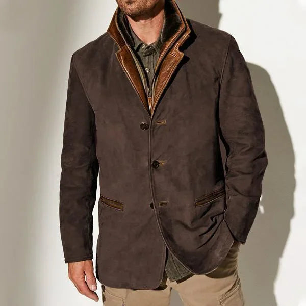 Retro Patchwork Lapel Jacket Men