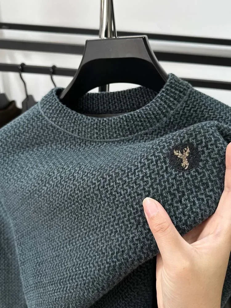 Embroidered Plush Sweater Men-HighTouch