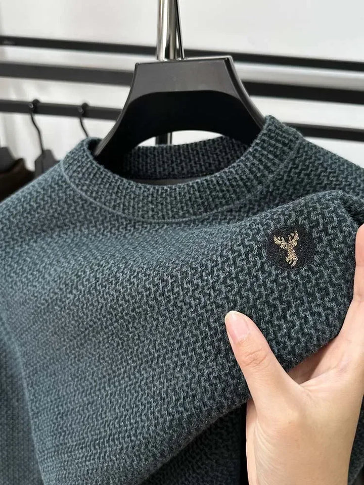 Embroidered Plush Sweater Men-HighTouch