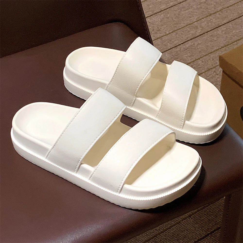 Women’s Simple Beach Sandals Summer Slip-On Flat Shoes-HighTouch