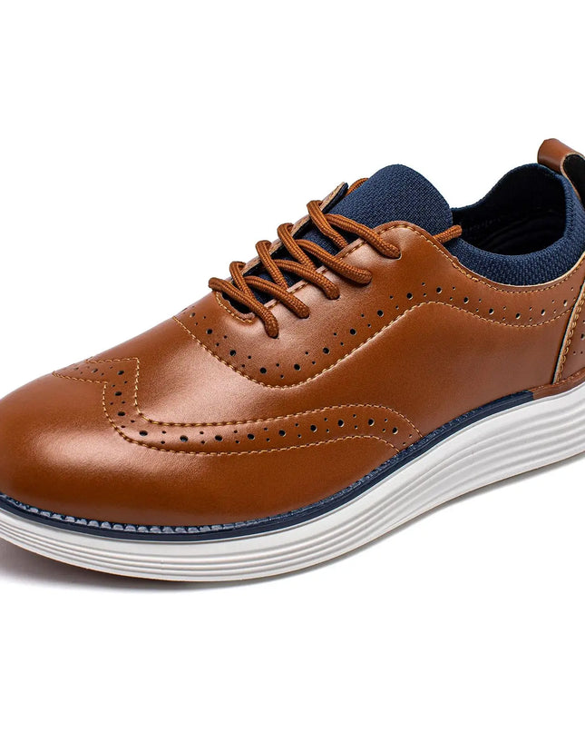 Men’s Busin Casual Leather Wingtip Sneakers
