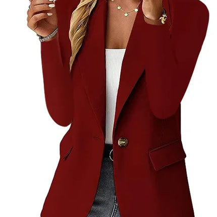 Women’s Casual Solid Blazer – Long Sleeve Turn-Down Collar Suit Coat