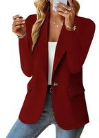 Women’s Casual Solid Blazer – Long Sleeve Turn-Down Collar Suit Coat-HighTouch