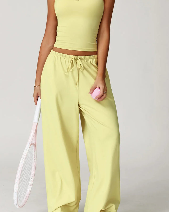 Women’s Hollow-Back Tank & High-Waist Drawstring Pants