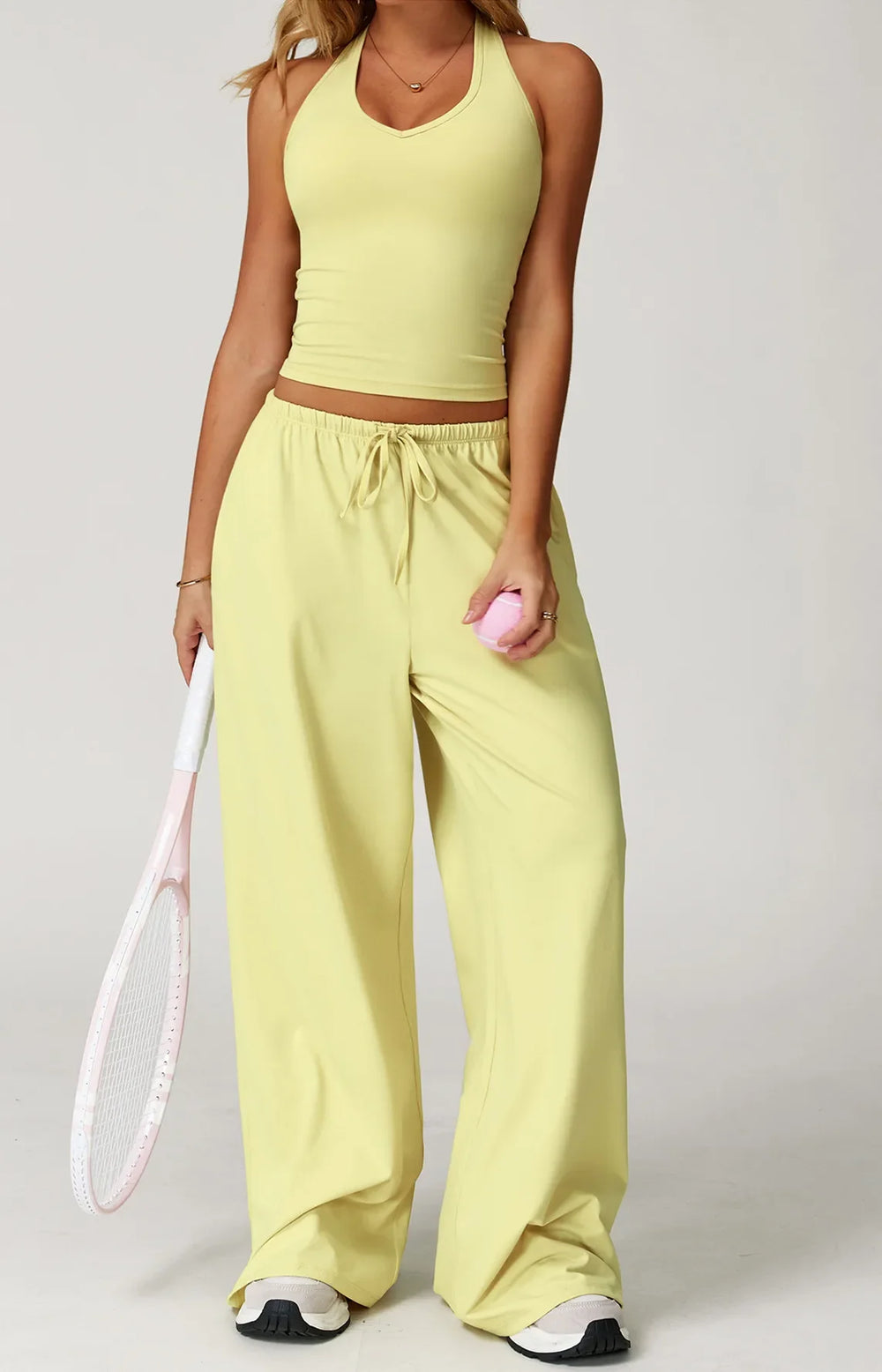 Women’s Hollow-Back Tank & High-Waist Drawstring Pants-HighTouch