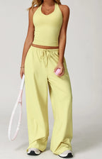 Women’s Hollow-Back Tank & High-Waist Drawstring Pants-HighTouch