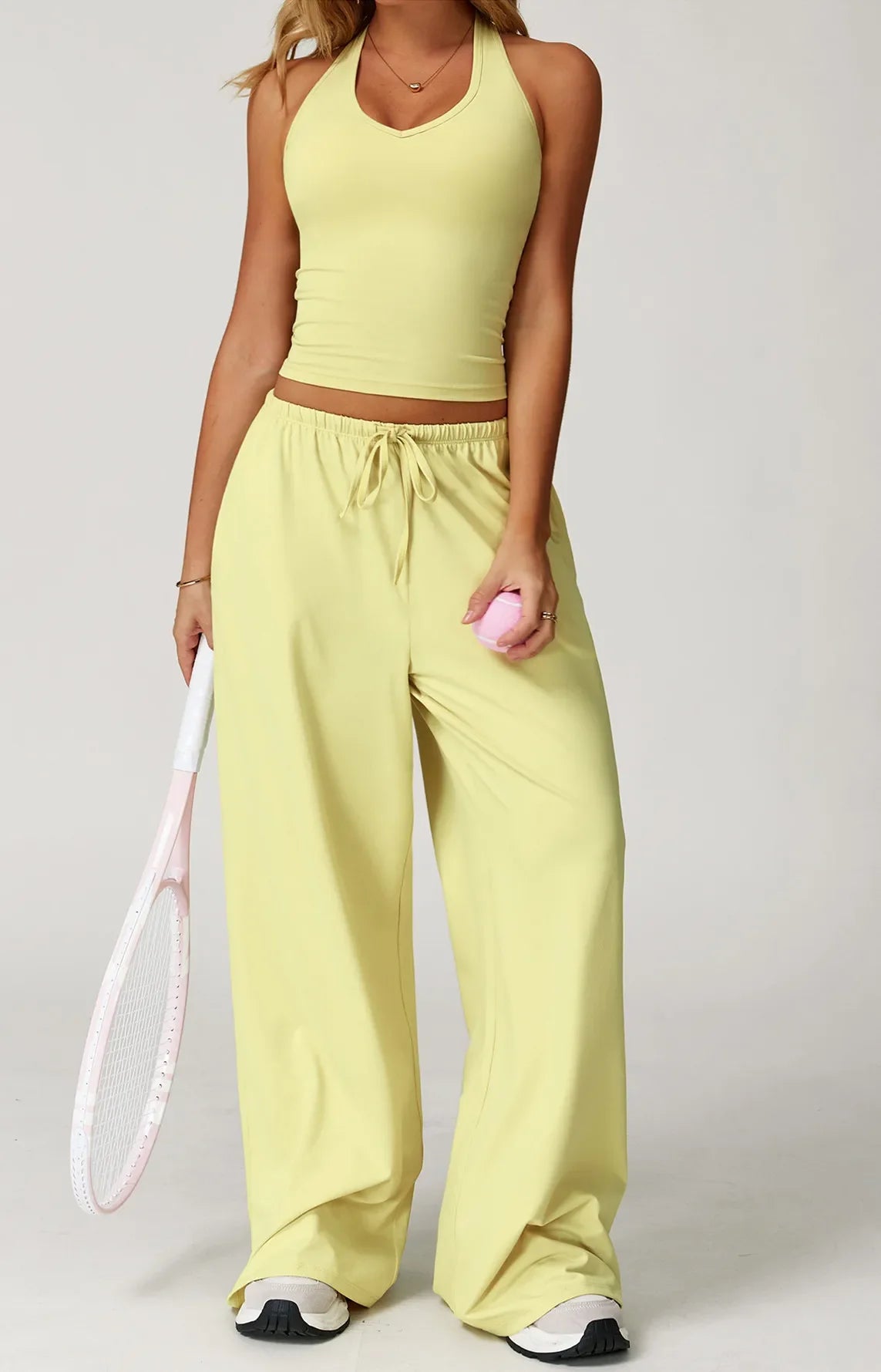 Women’s Hollow-Back Tank & High-Waist Drawstring Pants