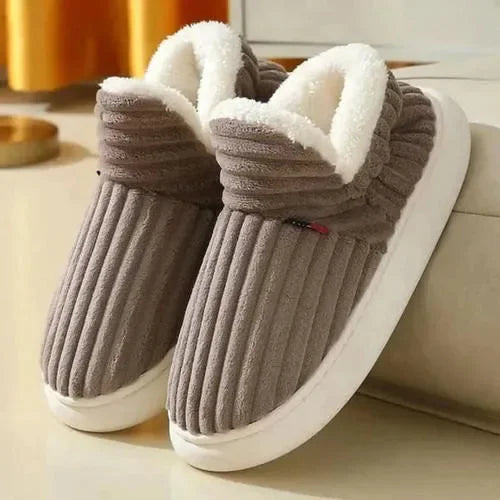 Plush Lined Indoor Slippers for Women – Non-Slip Sole, Winter Comfort