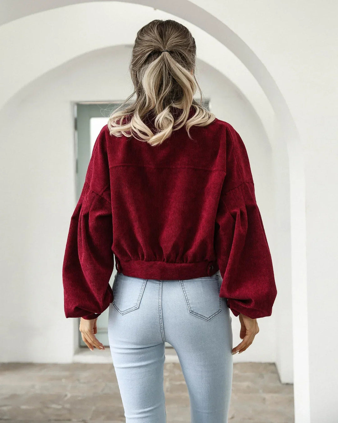 Women’s Corduroy Cropped Overshirt with Boxy Fit
