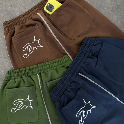 Streetwear Letter Embroidery Loose Sweatpants – Y2K Harajuku Wide-Leg Statement