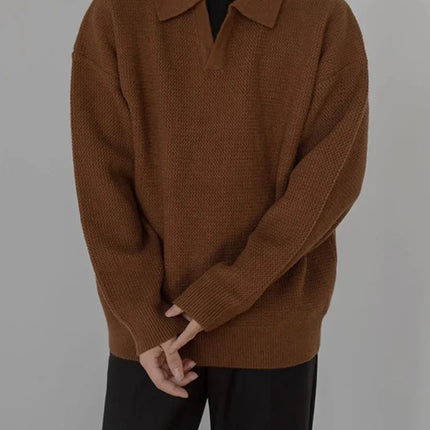 Vintage Y2K V-Neck Pullover Sweater Men