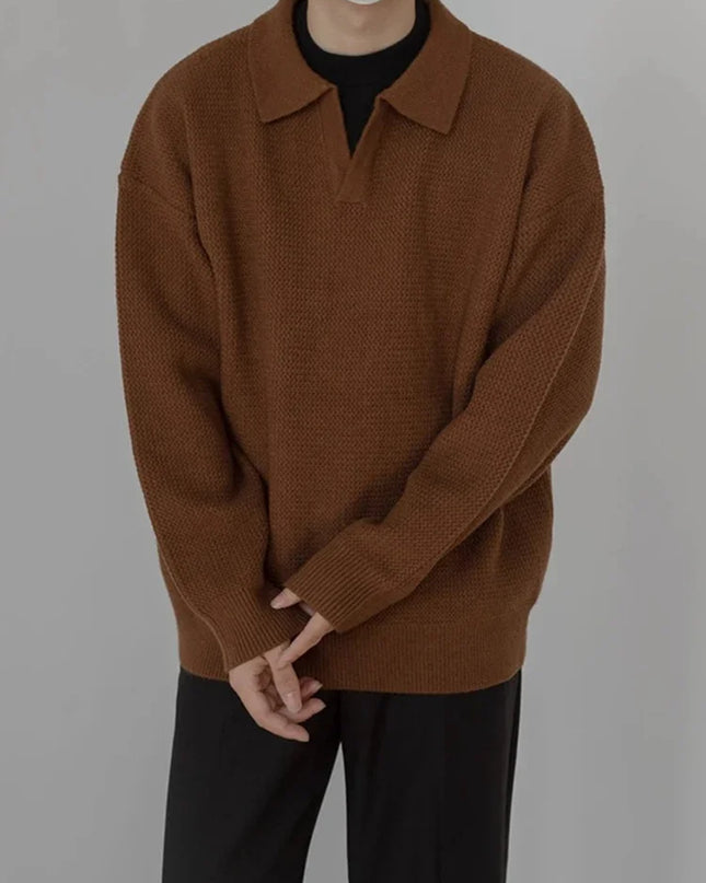 Vintage Y2K V-Neck Pullover Sweater Men