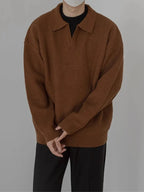Vintage Y2K V-Neck Pullover Sweater Men-HighTouch