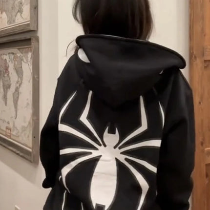 Y2K Spider Graphic Zip-Up Hoodie Unisex