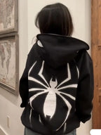 Y2K Spider Graphic Zip-Up Hoodie Unisex-HighTouch