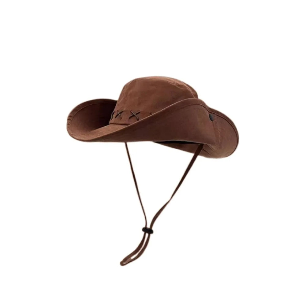 Breathable Western Cowboy Hat – Wide Brim, Adjustable, Summer Sun Protection-HighTouch