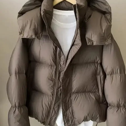 Warm Cotton Hooded Short Jacket for Women