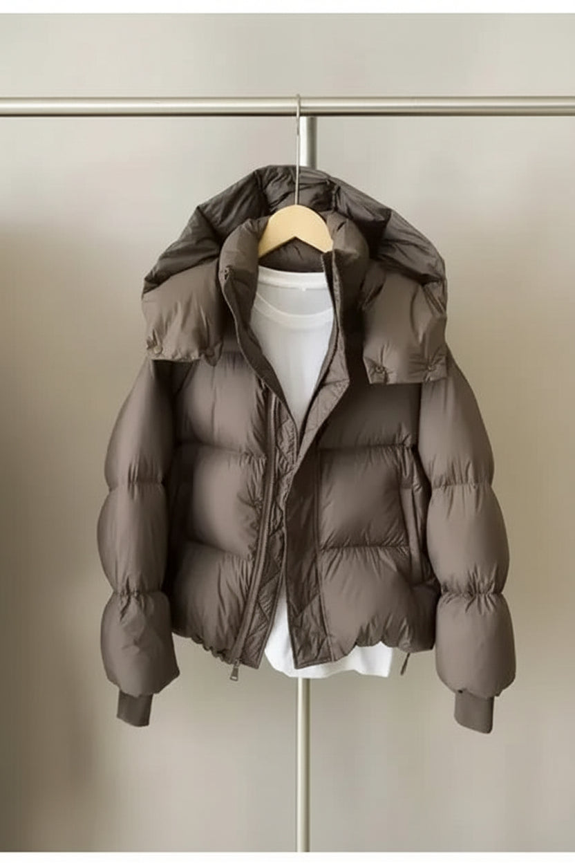 Warm Cotton Hooded Short Jacket for Women-HighTouch