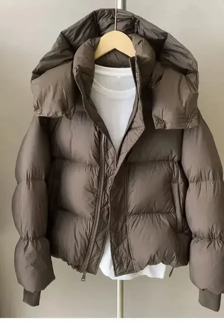 Warm Cotton Hooded Short Jacket for Women