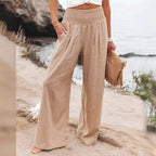 Comfort & Style – Cotton Pull-On Casual Pants for Women-HighTouch