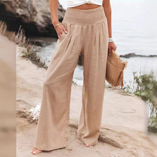 Comfort & Style – Cotton Pull-On Casual Pants for Women-HighTouch