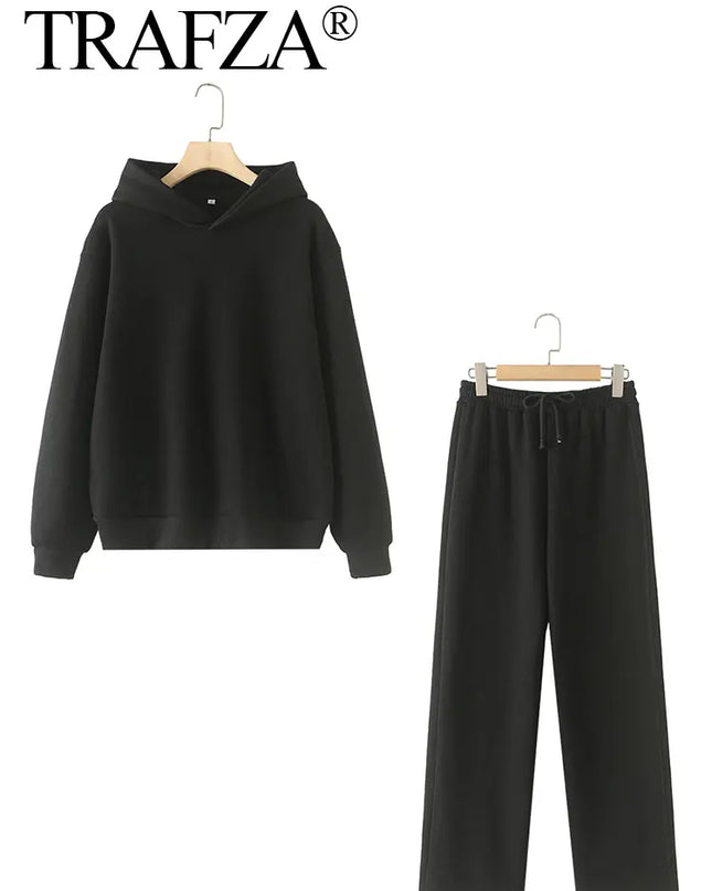 Women’s Casual Hooded Pullover & Straight Pants Set — Cozy, Chic & Versatile