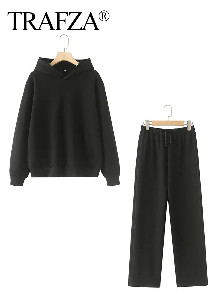Women’s Casual Hooded Pullover & Straight Pants Set — Cozy, Chic & Versatile