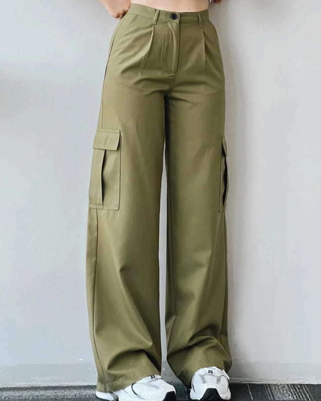 Vintage Y2K Beige Cargo Parachute Pants – Wide-Leg Techwear Joggers Unisex