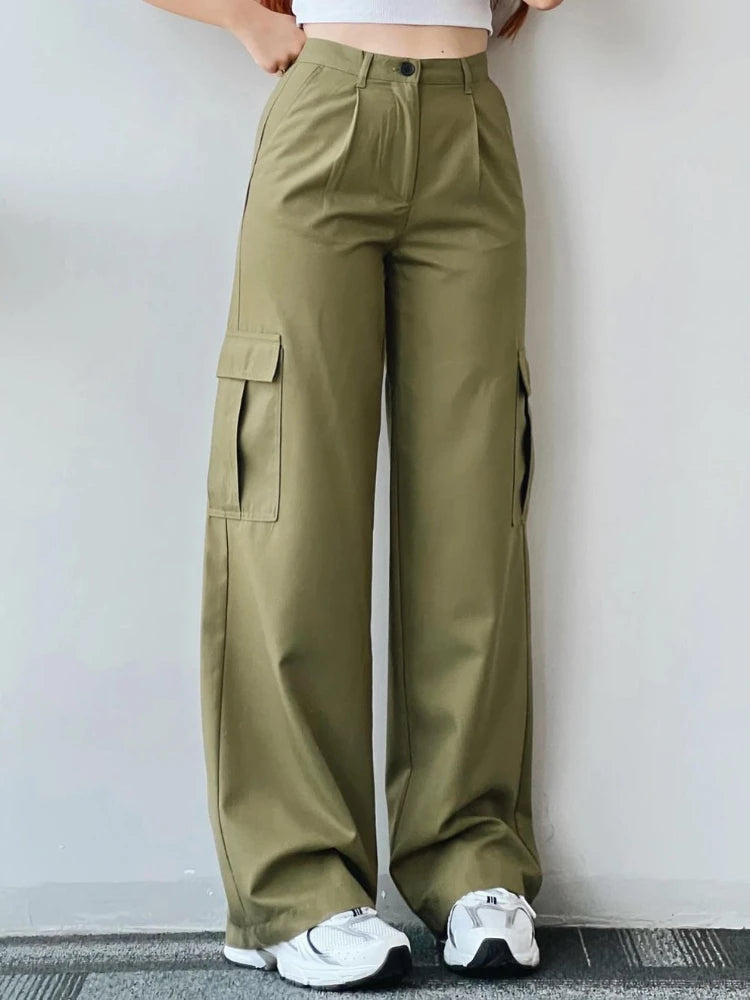 Vintage Y2K Beige Cargo Parachute Pants – Wide-Leg Techwear Joggers Unisex