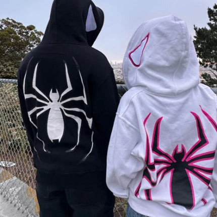 Y2K Spider Graphic Zip-Up Hoodie Unisex