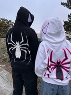 Y2K Spider Graphic Zip-Up Hoodie Unisex-HighTouch