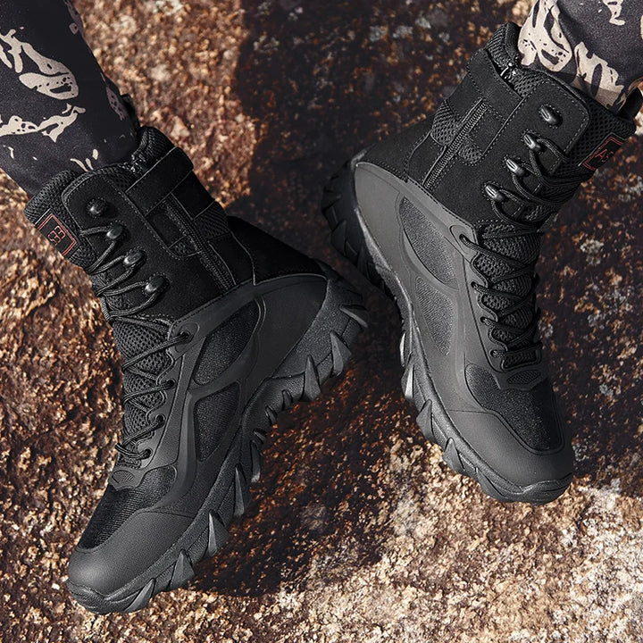 Men’s High-Quality Leather Tactical Safety Boots-HighTouch