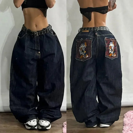 Oversized Print Baggy Jeans – Y2K Harajuku Wide-Leg Streetwear