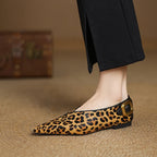 Cowhide Horsehair & Leather Women’s Pointed Toe Flats-HighTouch