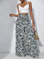 Qx Painted Mid-Rise Loose Chiffon Cropped Pants-HighTouch
