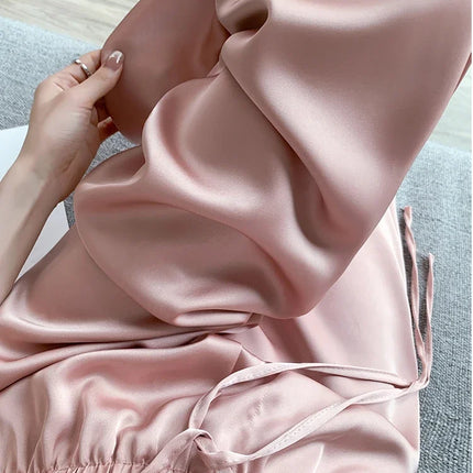 Cool & Chic – Ice Silk Satin High-Waist Wide-Leg Pants