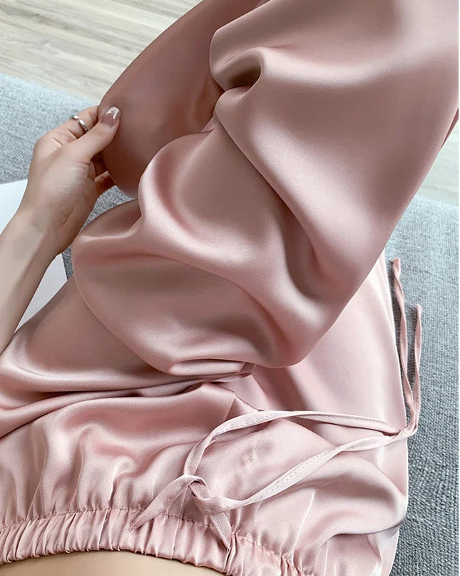 Cool & Chic – Ice Silk Satin High-Waist Wide-Leg Pants