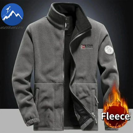 Men’s Thick Fleece Winter Jacket – Double-Pocket Hiking & Ski Outerwear