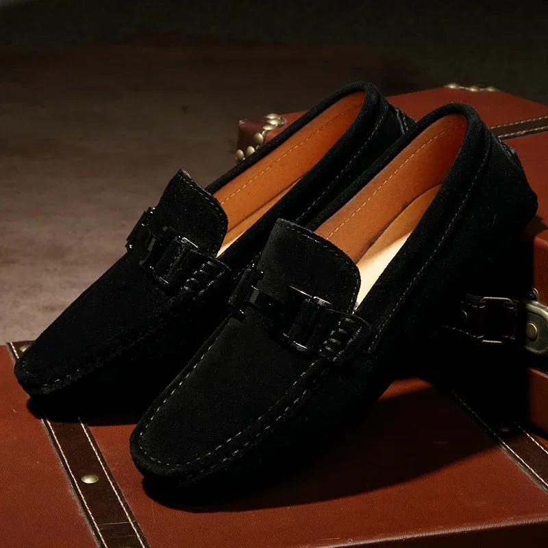 Classic Suede Leather Loafers – Men’s Breathable Soft Slip-On Shoes