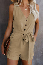 V‑Neck Jumpsuit with Tailored Shorts-HighTouch