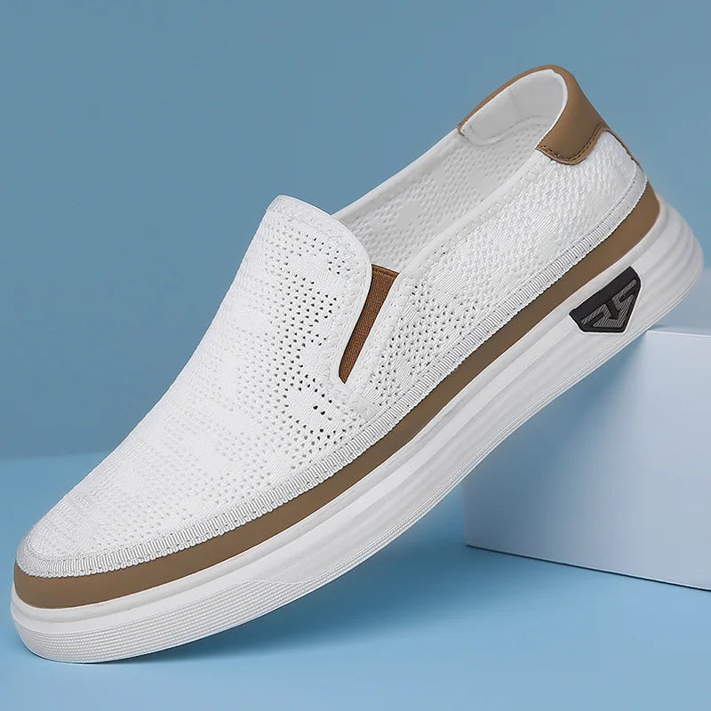 Men’s Handmade White Leather Loafers & Office Shoes-HighTouch