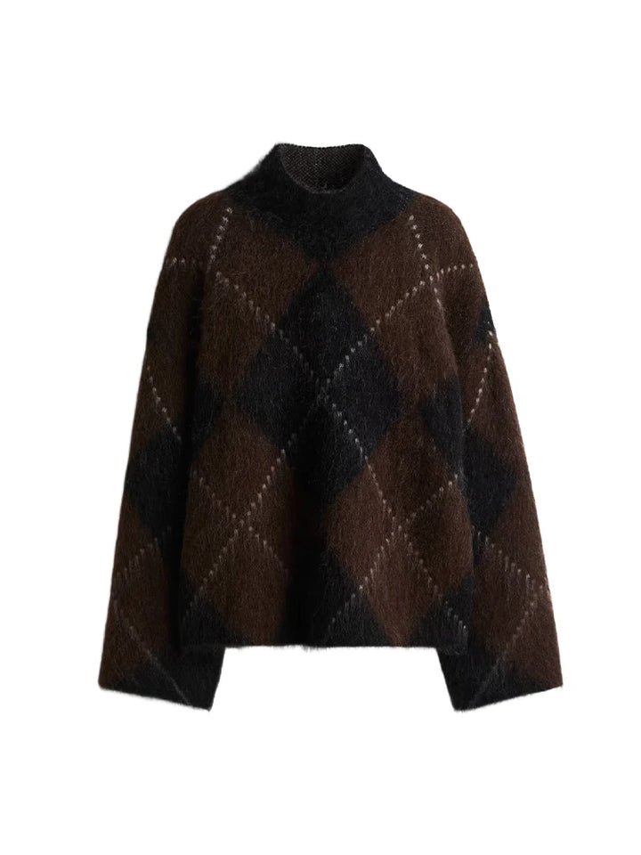 Women’s Argyle Knit Skirt Set-HighTouch