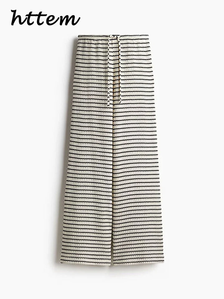 Women’s Knit Striped Pullover & Pants Set-HighTouch