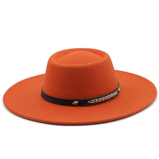 British-Style Wide-Brim Felt Fedora – Adjustable Luxury Jazz & Wedding Hat