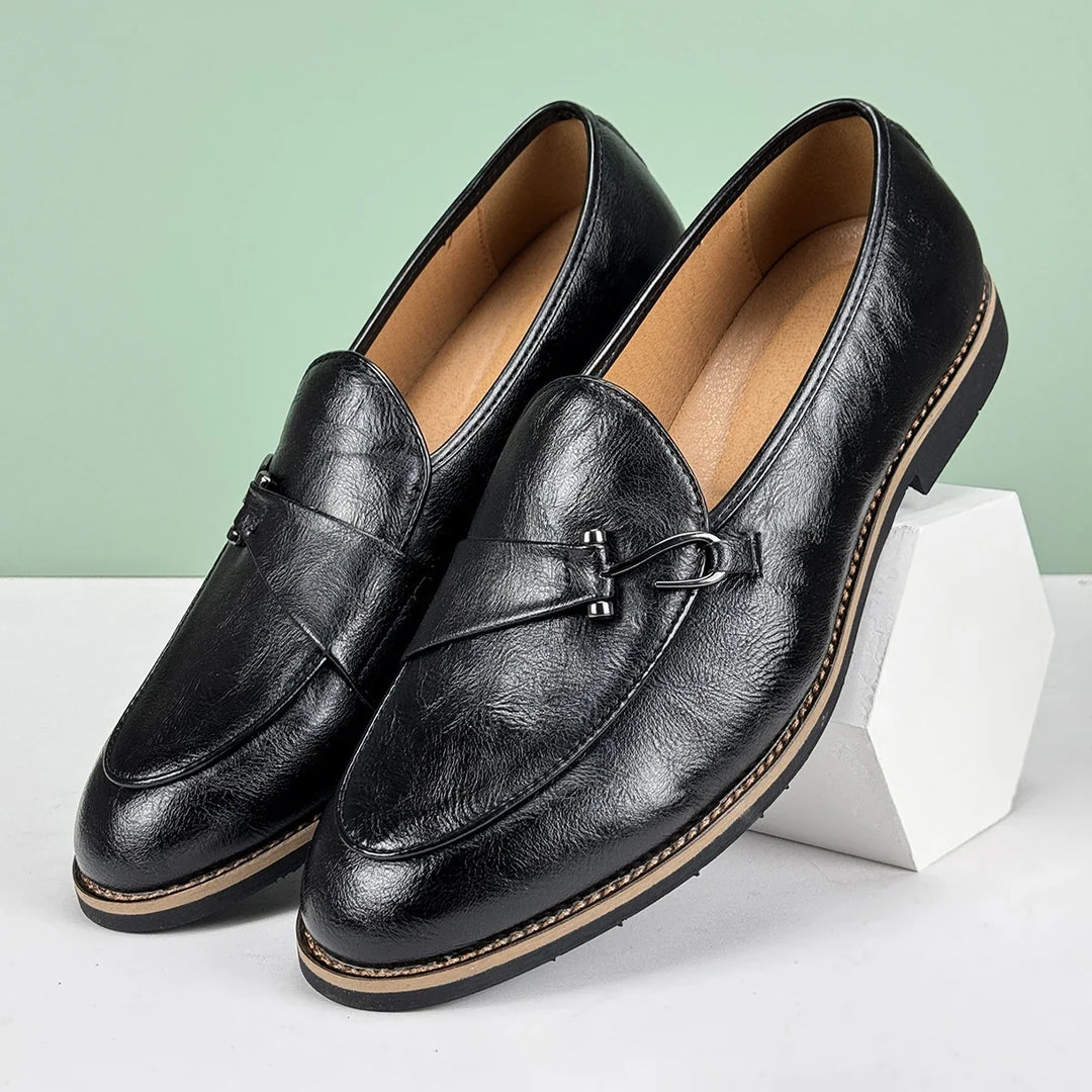 Men's Leather Bit Loafers | Classic Horsebit Dress Slip-On Shoes